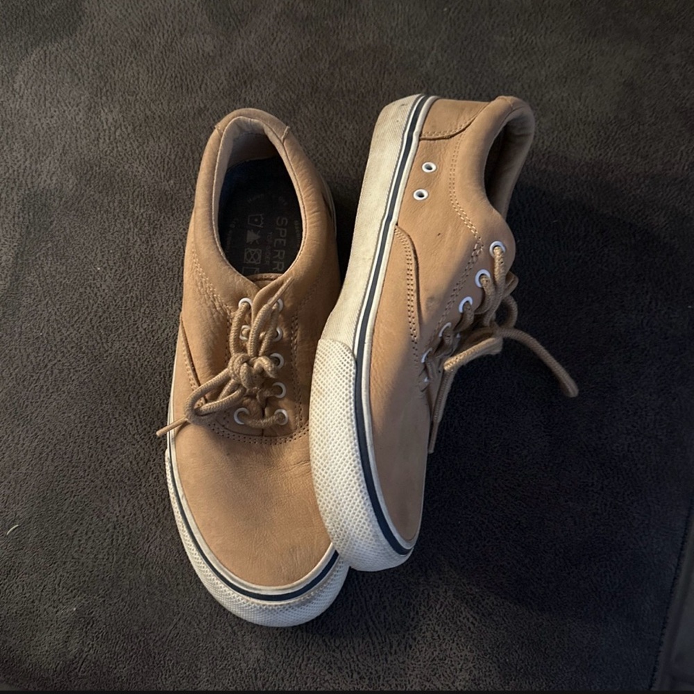 Men’s Sperry shoe. Gold in color